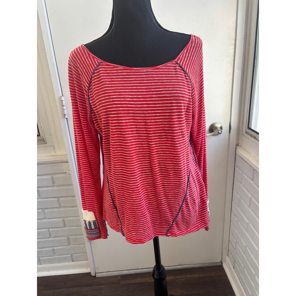 Sundance 100% Linen Long Sleeve‎ Top Large boho cabincore layered campcore